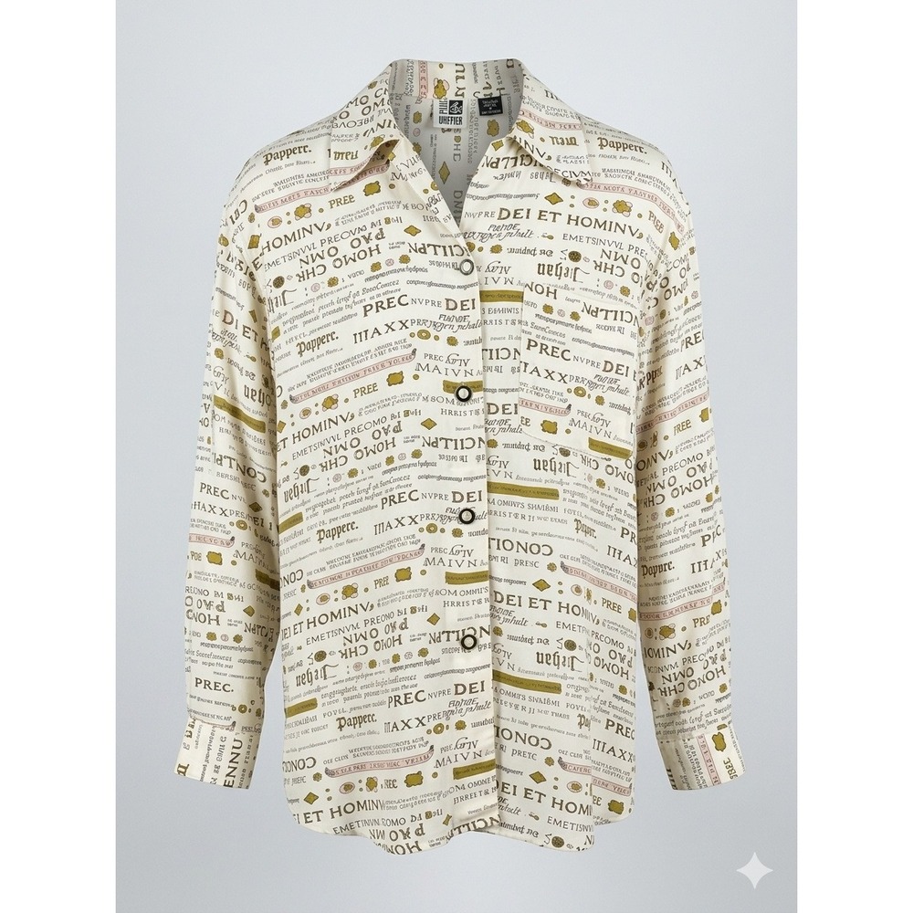 Paul Et Duffier Unique Latin Language Oversized Shirt‎ M Statement Vintage 1980s